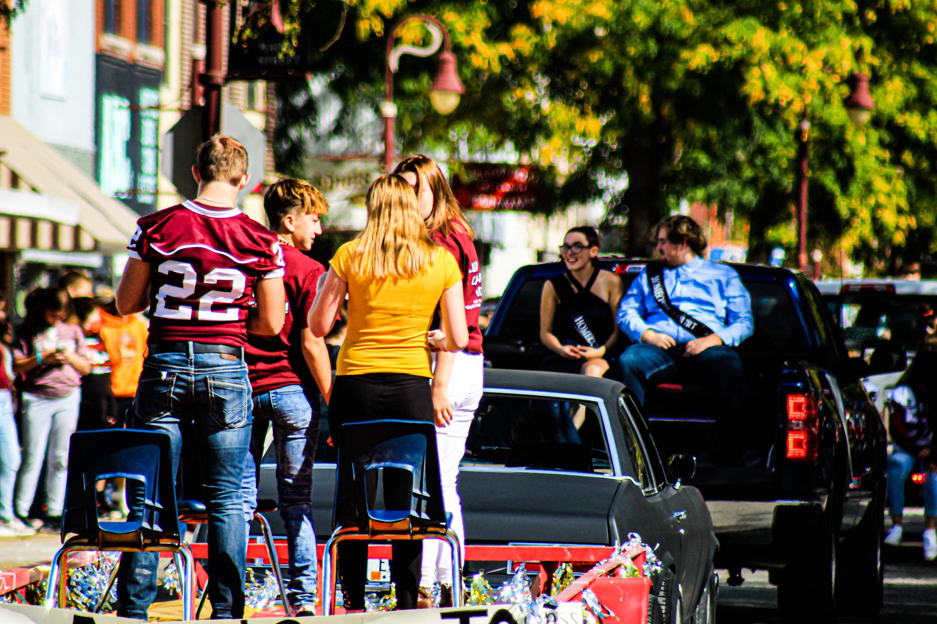 students in a college parade